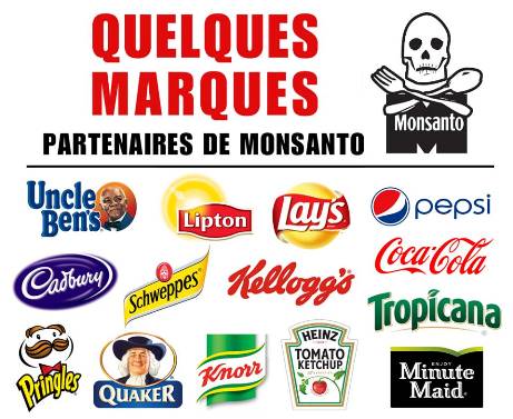 Quelques marques partenaires de Monsanto qui remplissent les poches des publicitaires et des chaines de TV